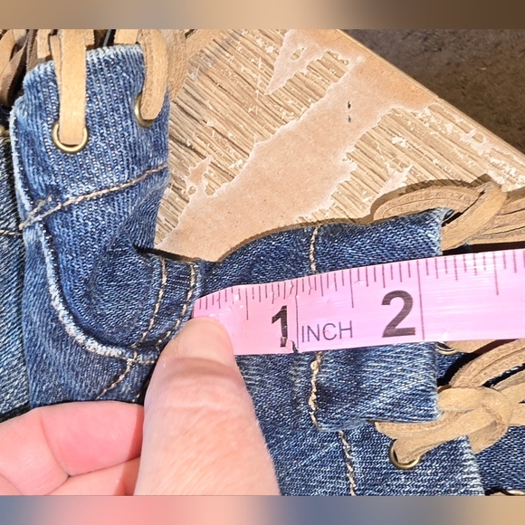 NWT! DL1961 Ivy High Rise Denim Ripped Jean Shorts w/ Boho Fringe Size 25 - Picture 11 of 12